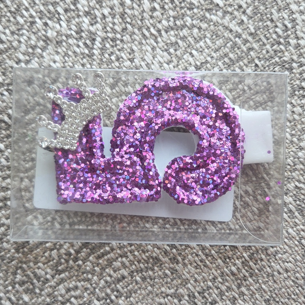 Glittery Purple Number 5 Candle